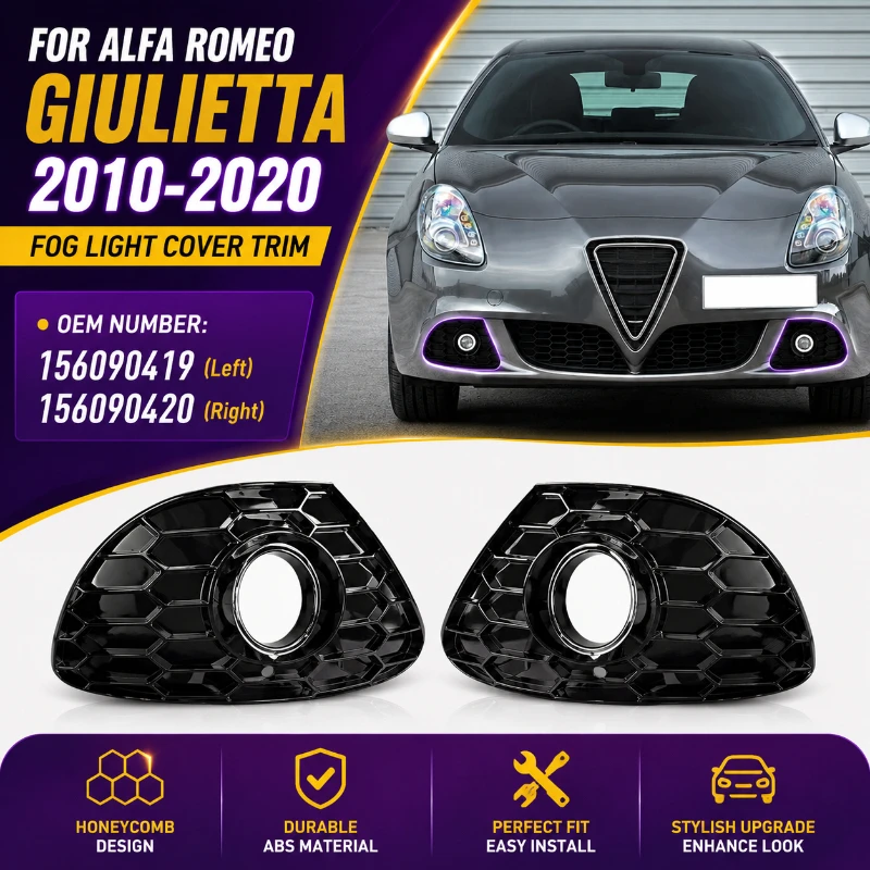 

For Alfa Romeo Giulietta 2010-2020 Front Bumper Fog Light Cover Trim Honeycomb Fog Lamp Bezel Frame 156090419 156090420 Tuning