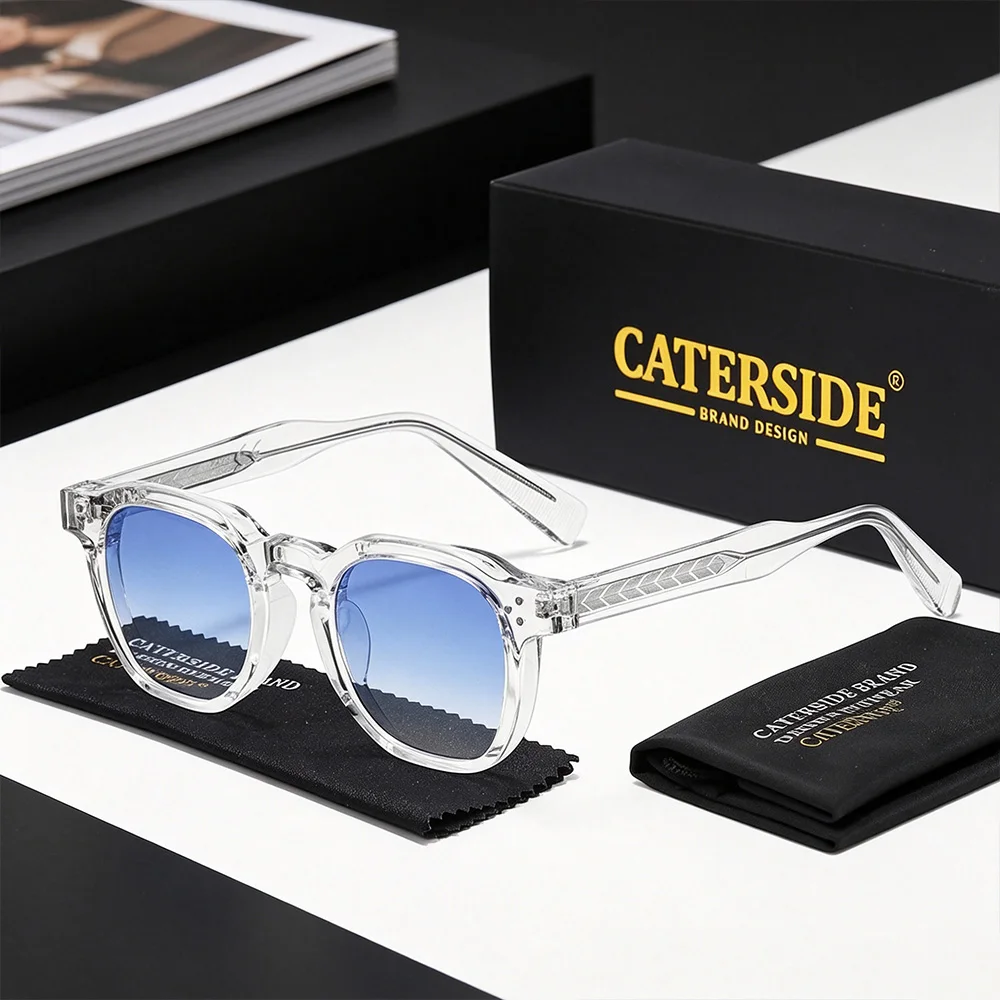 CATERSIDE New Fashion Punk Men Sunglasses Frame Square Personalized Design Sun Glasses Women Travel Party Business Festival Gift
