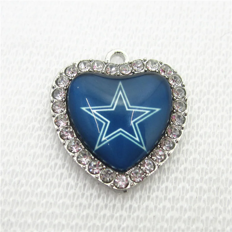 Custom Football Sports Charm 10pcs/lot Crystal  Hearts Hanging Dangle Charms DIY Bracelet&Bangles Jewelry Accessory