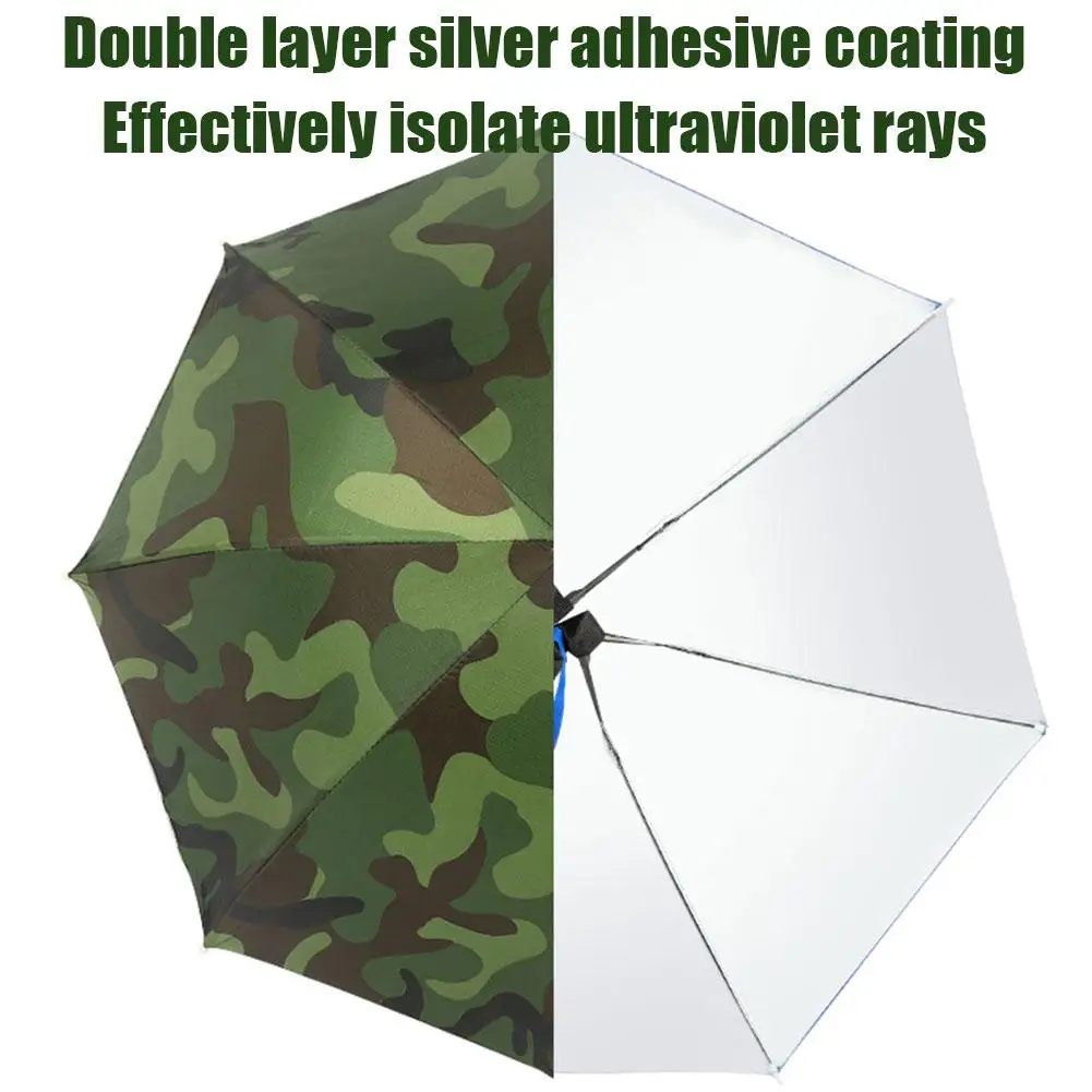 Sunny Rainy Umbrella Hat Double-Layer Waterproof Sun Shade Headwear UV Protection Sunscreen Cap Outdoor Folding Umbrella