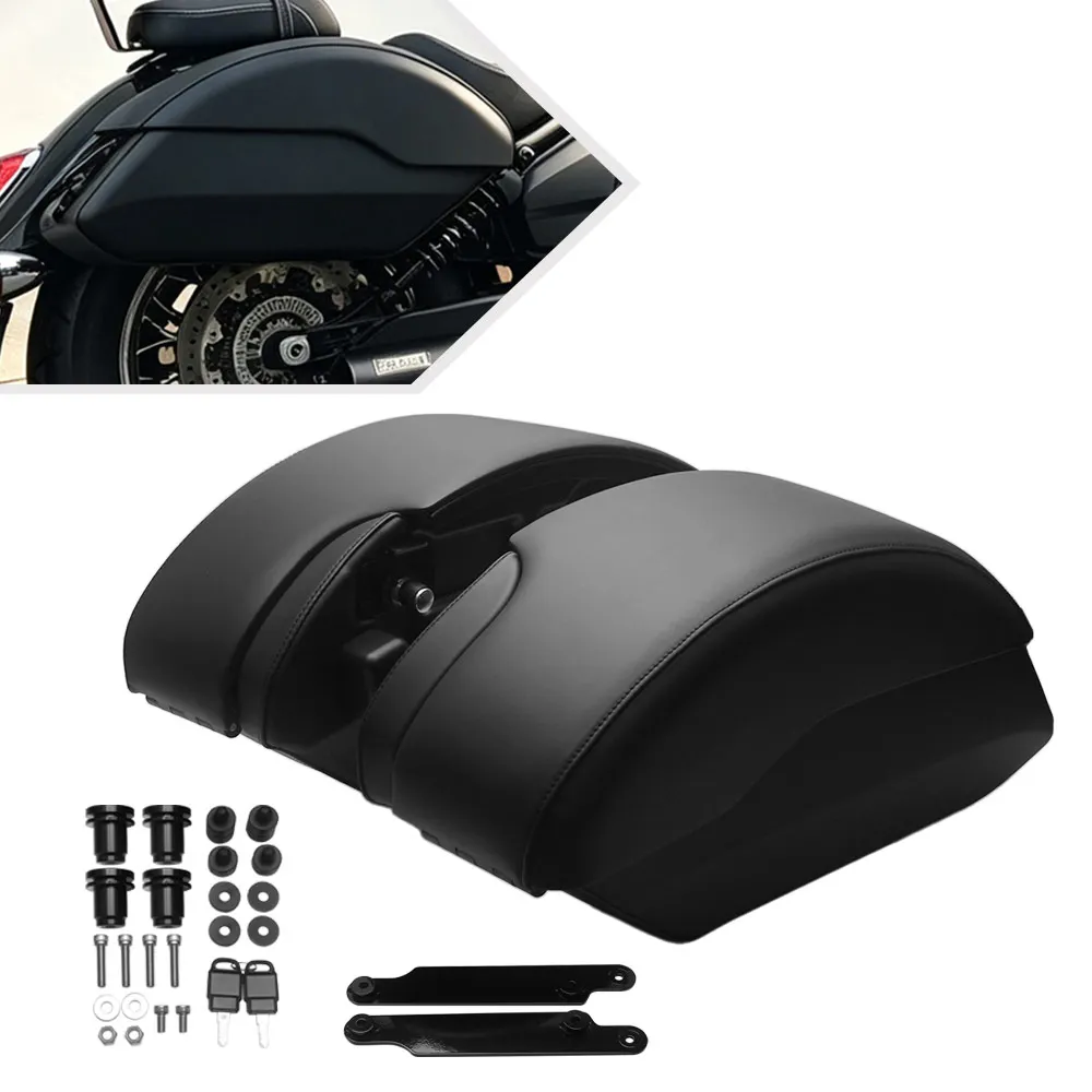 Motorcycle hard saddlebags Black Rear 6.4 gal (24L) Fit For Indian Scout Bobber 125th Anniversary Edition 2026 1 Pair