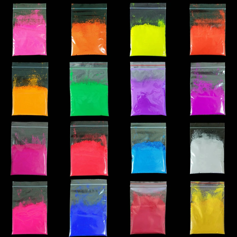 13 cores/conjunto 130g fluorescente pó fluorescência pigmento para sombra sabão pó de néon para unha polonês & pintura & impressão