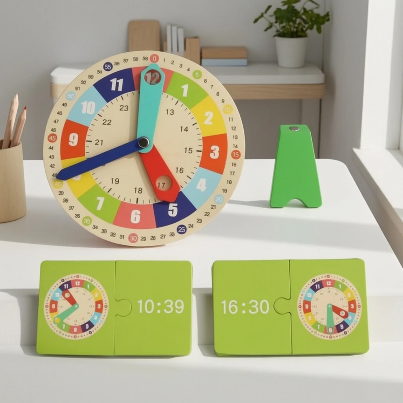 clock-with-movable-hands-kindergarten-wooden-educational-clock-model-time-teaching-set-with-matching-cards-homeschool