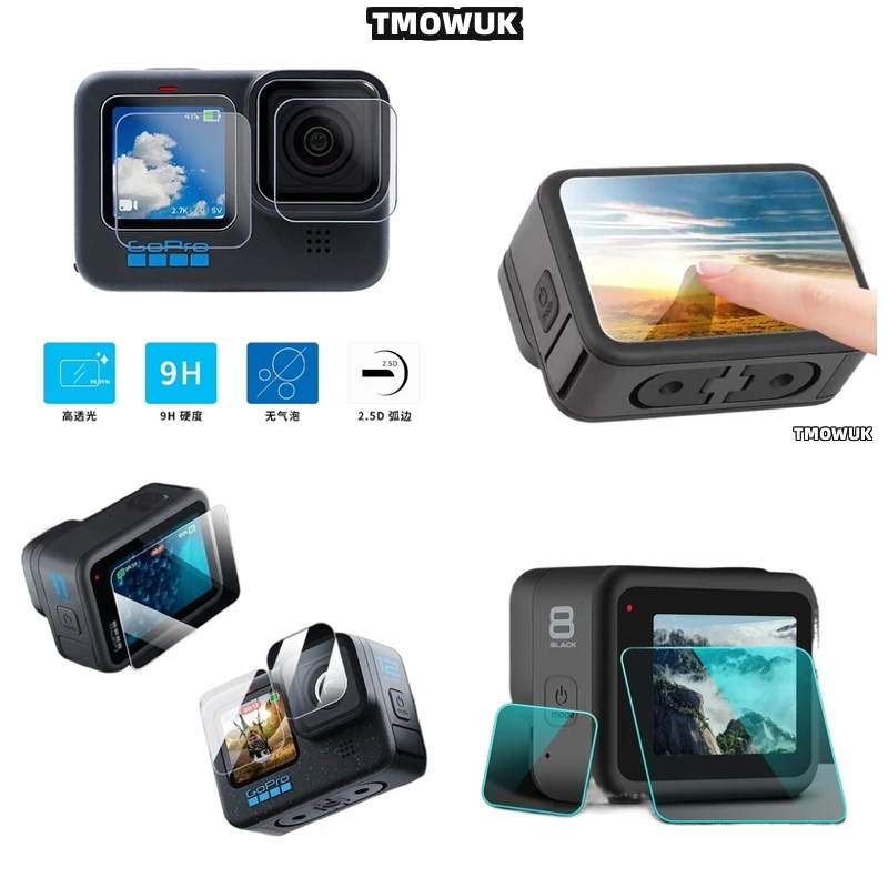 

For GoPro Hero12 11 10 9 Privacy View Screen Protector - 9H Tempered Glass Anti-Glare Full Coverage Front/Back With Military Gra