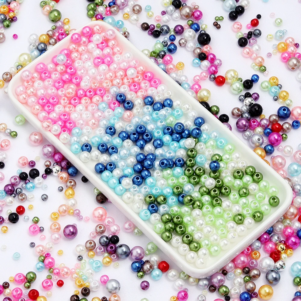 10g/pack Imitation Pearl Beads 3/4/5/6/8mm Mixed Size Loose Spacer Bead for Jewelry Making DIY Bracelets Necklace Accessories