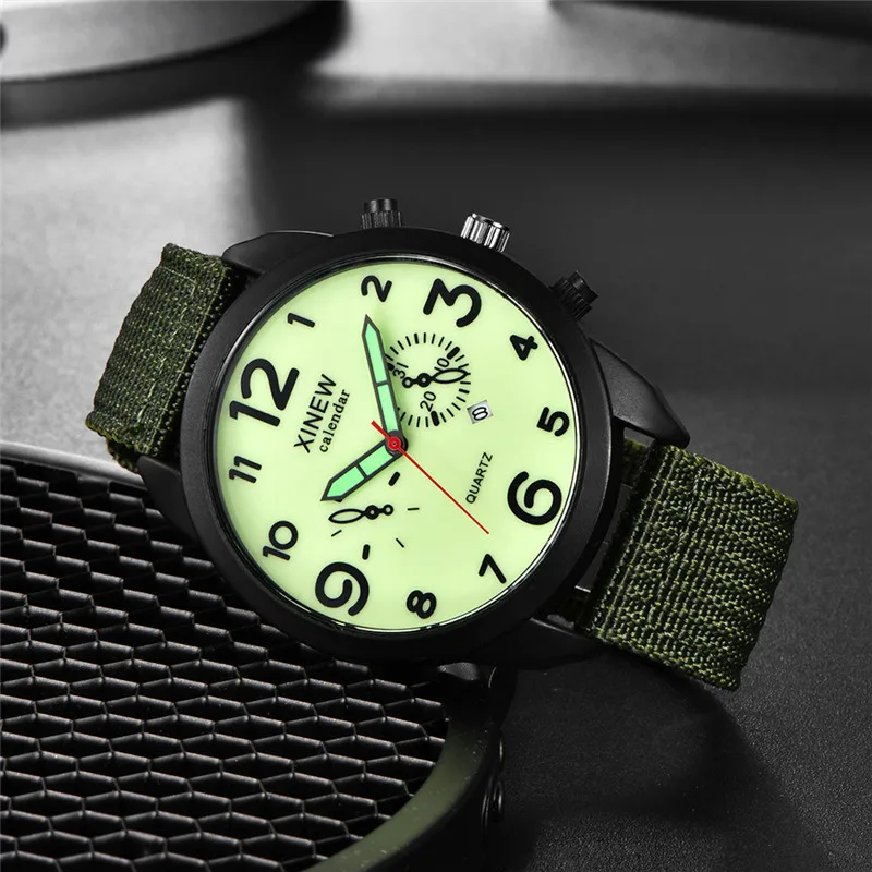 Men Genuine XINEW Brand Cheap Watches Casual Nylon Band Army Sports Date Quartz Watch Black Erkek Barato Saat Montre Homme 2024