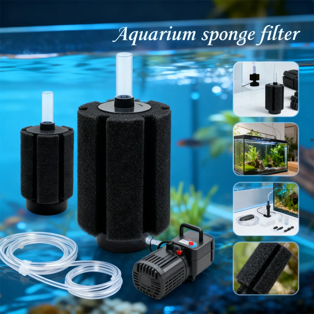 

Aquarium Bio Sponge Filter Efficient Filtration System with Airs Pump for Freshwater Shrimp Tanks, Multiple Sizes