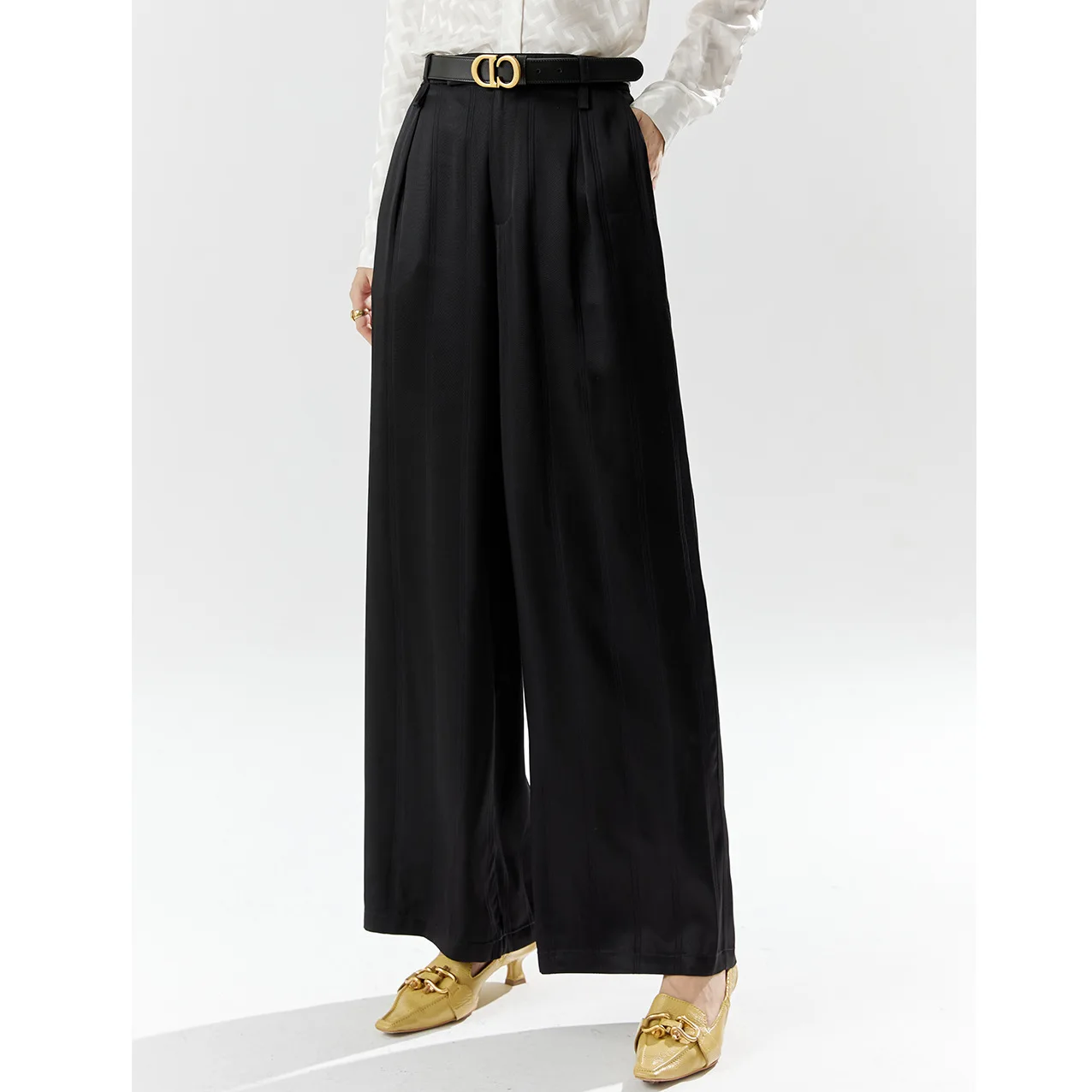 

Женские брюки Bla с высокой талией и широкими штанинами, костюмные, весна 2025, новинка, Hangzhou Novotel Clothing, ткань из смесовой шерсти