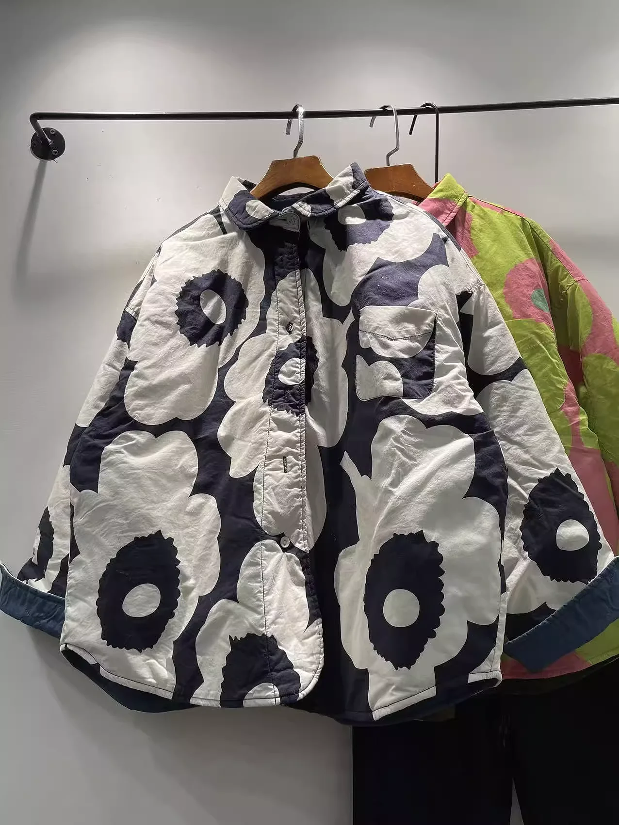 Busto 122 cm Taglie forti Abbigliamento donna Camicie imbottite in cotone 100% Giacca per donna Giacca imbottita calda floreale invernale Capispalla