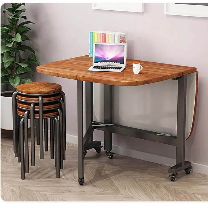 

House Use Rectangle Folding Dining Table with Wheel