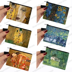 Vintage Painting Kiss / Water Lily Mini Wallet Monet / Gustav Klimt Coin Purse Women Girls Cash Wallet Money Zero Bag Mini Pouch
