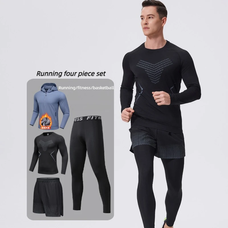 

Мужской тренировочный комплект для выступлений 2026, быстросохнущая термофлисовая толстовка и бегуны для футбола, утренних бега и спортивных тренировок