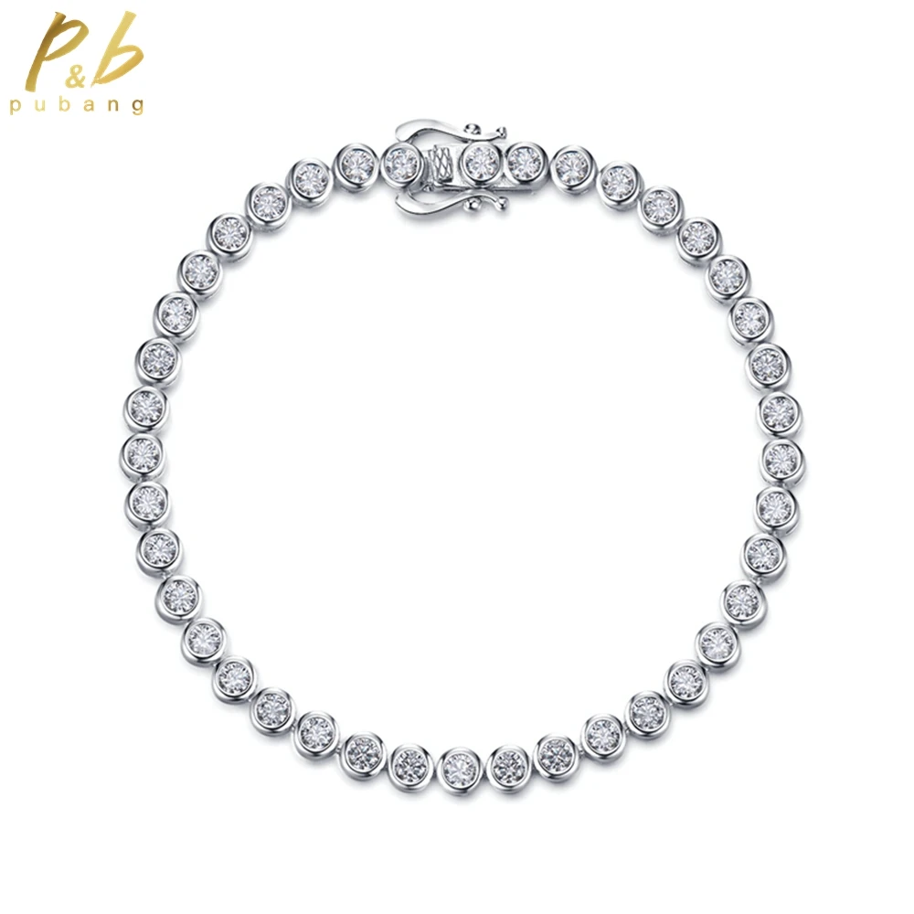 

PuBang Fine Jewelry Solid 925 Sterling Silver Gemstone Created Moissanite Luxury Sparkling Bracelet for Women Gift Drop Shipping