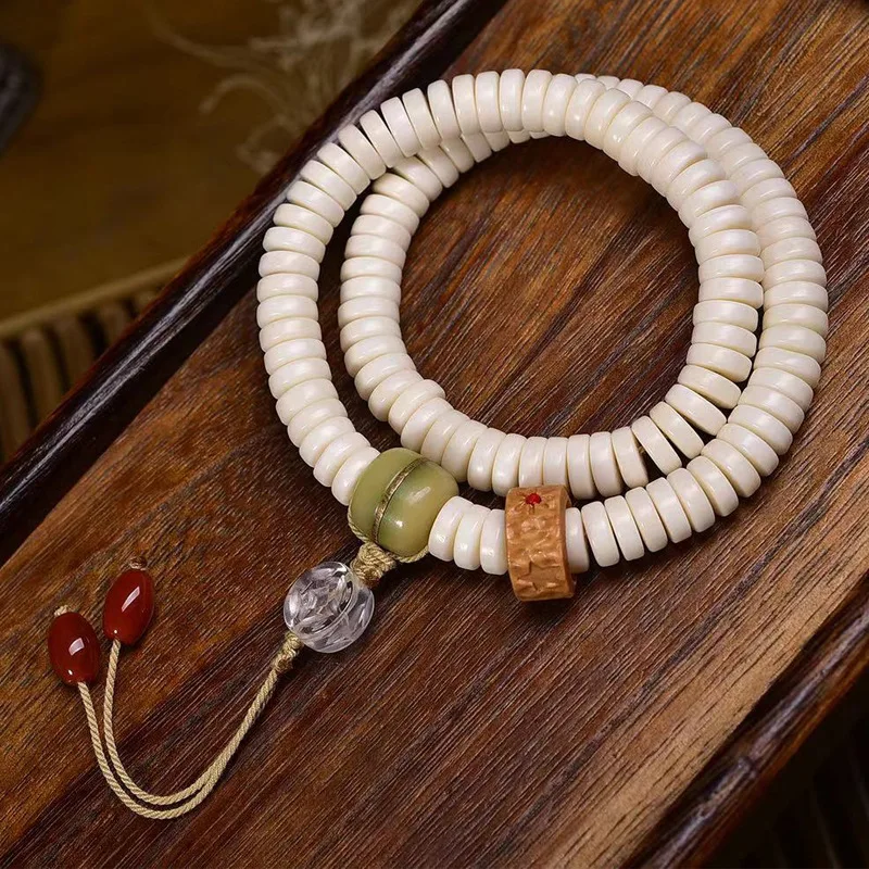 108 Multi-Circle Bracelet With Yak Bone Inlaid Beads And Sandalwood Accessories