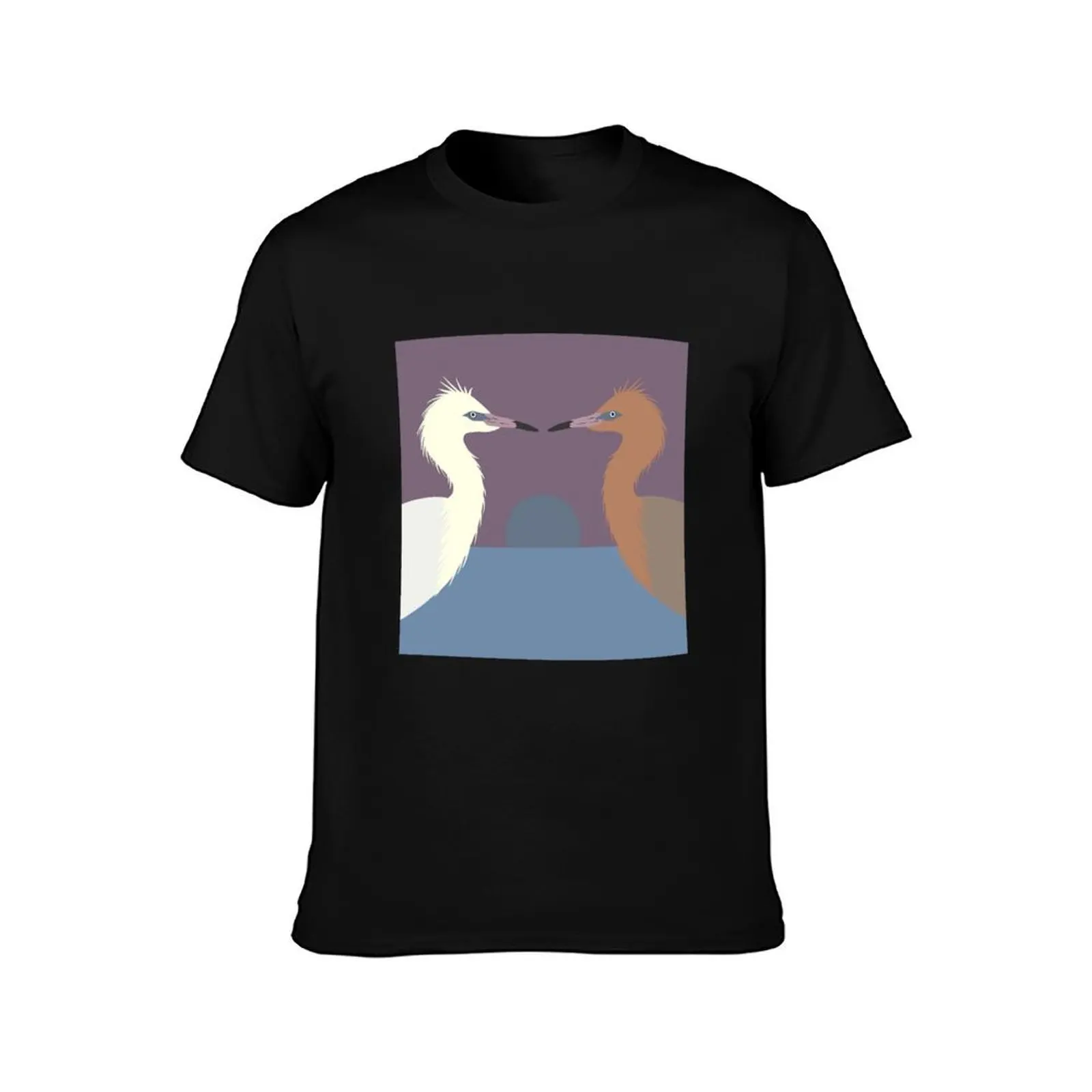 Reddish Egret (Egretta rufescens)Texas Threatened Bird T-Shirt Fashion Graphic Tee for Men T-Shirt