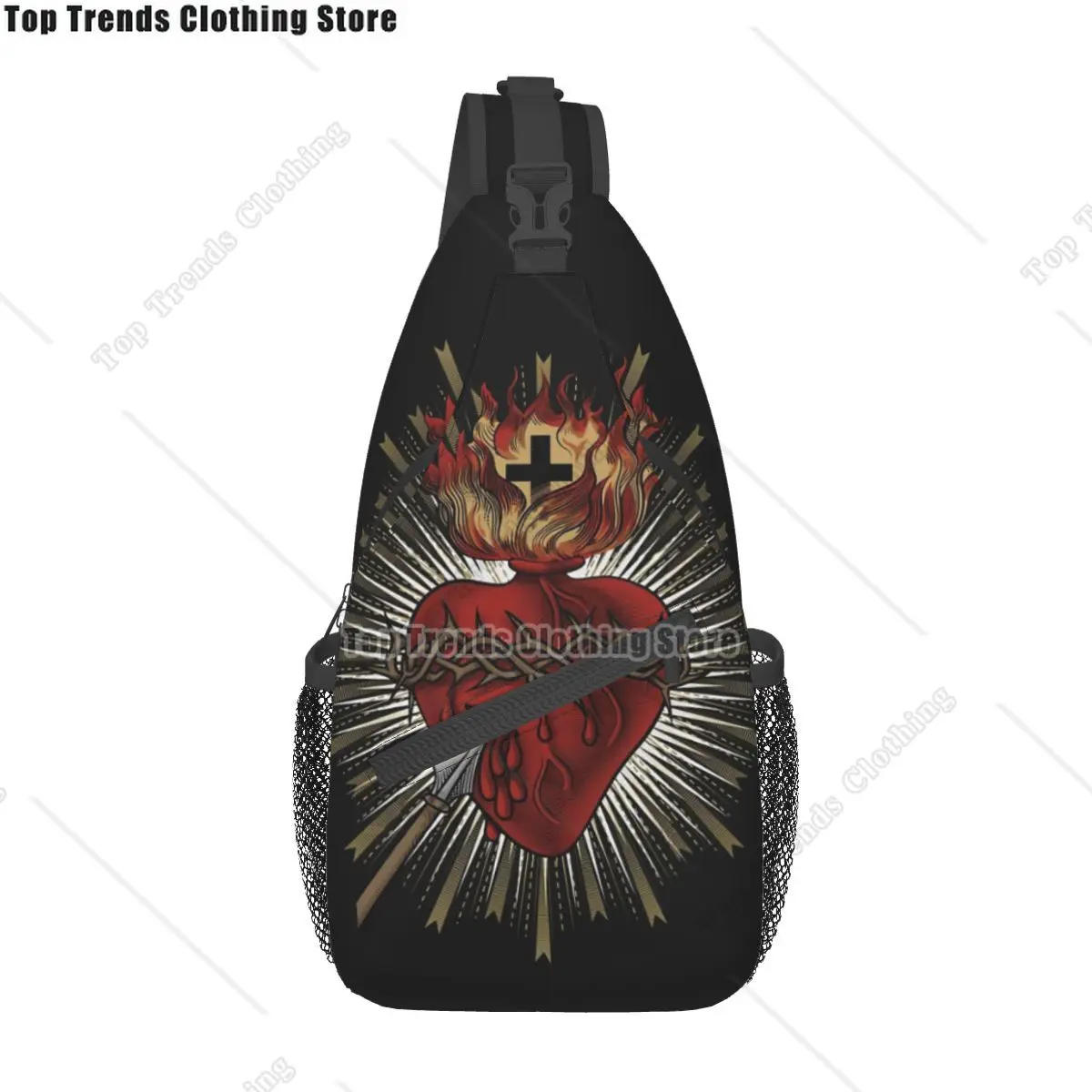 

Sacred Heart Of Jesus Christ Crossbody Chest Bags Pockets Travel Pack Messenger Sports Teens Shoulder Bag Unisex