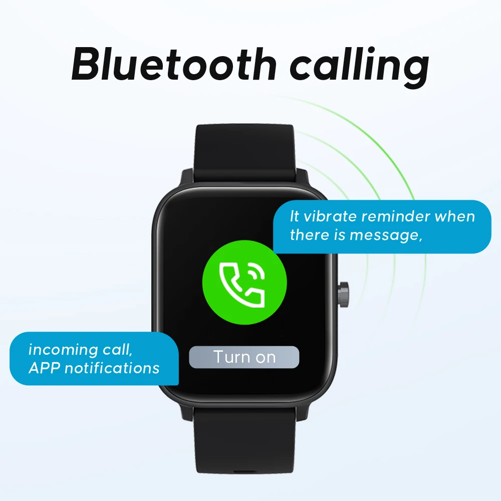 Ainuevo P8GT بلوتوث دعوة ساعة ذكية 1.7 "HD عرض معدل ضربات القلب مقاوم للماء IP67 28 + وسائط الرياضة