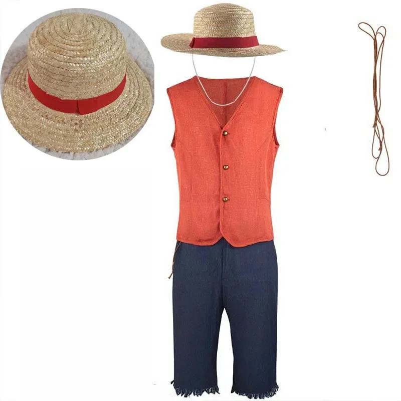 

Anime Monkey D. Luffy Cosplay Costumes Luffy Uniforms Luffy Suits With Hat Halloween Comic Con