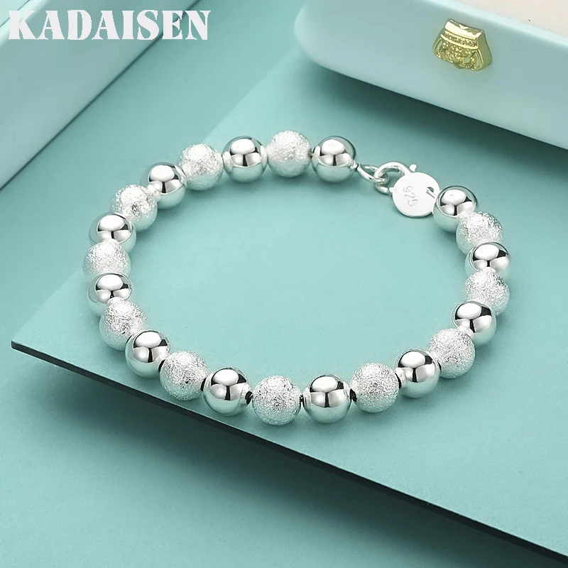 

Street Fashion 8MM Frosted Beads 925 Sterling Silver Bracelet For Woman Man Wedding Party Fine Gifts Noble Jewelry