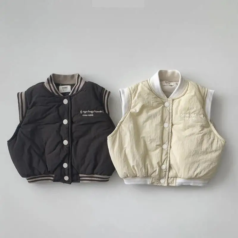 

2025 Winter New Children Thick Warm Sleeveless Vest Coat Cotton Girls Casual Vest Cardigan Boys Padded Jacket Kids Clothes