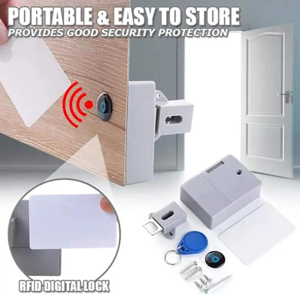 Cerradura Digital de seguridad oculta RFID con Sensor inteligente, cerraduras electrónicas para cajones, Sensor Invisible para muebles de armario,