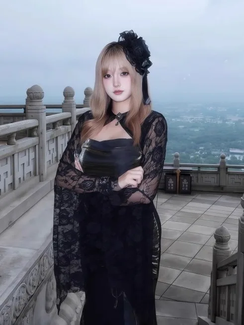 Gótico sle renda fi cauda saia vermelho loween traje dr feminino poliéster fibra elástica macio longo sve dr