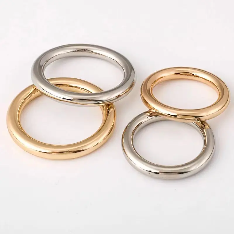 10pcs Seamless Metal Rings Beautiful Gold/Silver Color Thick Zinc Alloy Ring Clothing/Bag Accessories