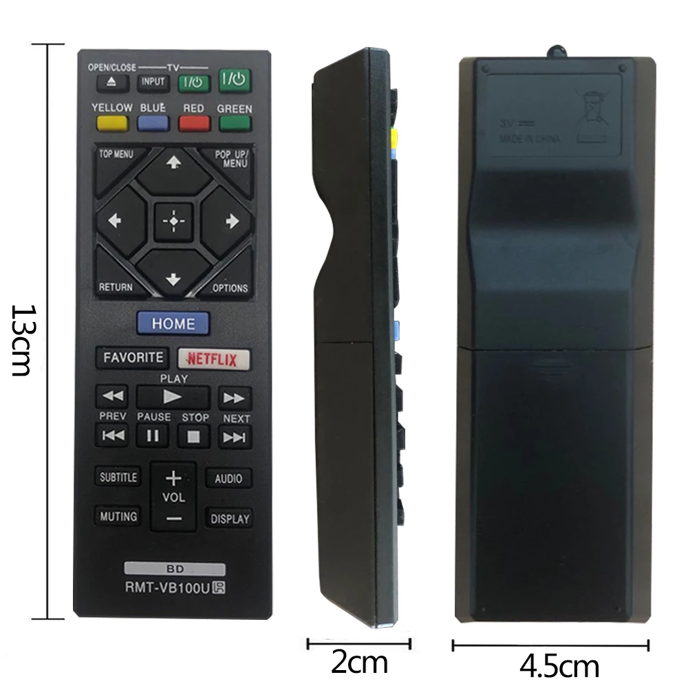 Suitable‑for‑Sony Blu‑ray Player Remote RMT‑VB100U, Compatible BDP‑S1500 S2500 BDP‑BX350 BX550 Replacement Controller