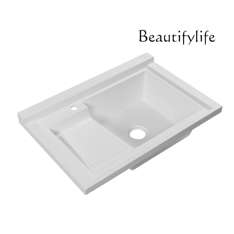 Premium quartz stone with washboard, laundry basin, corner-cutting balcony surface, sink