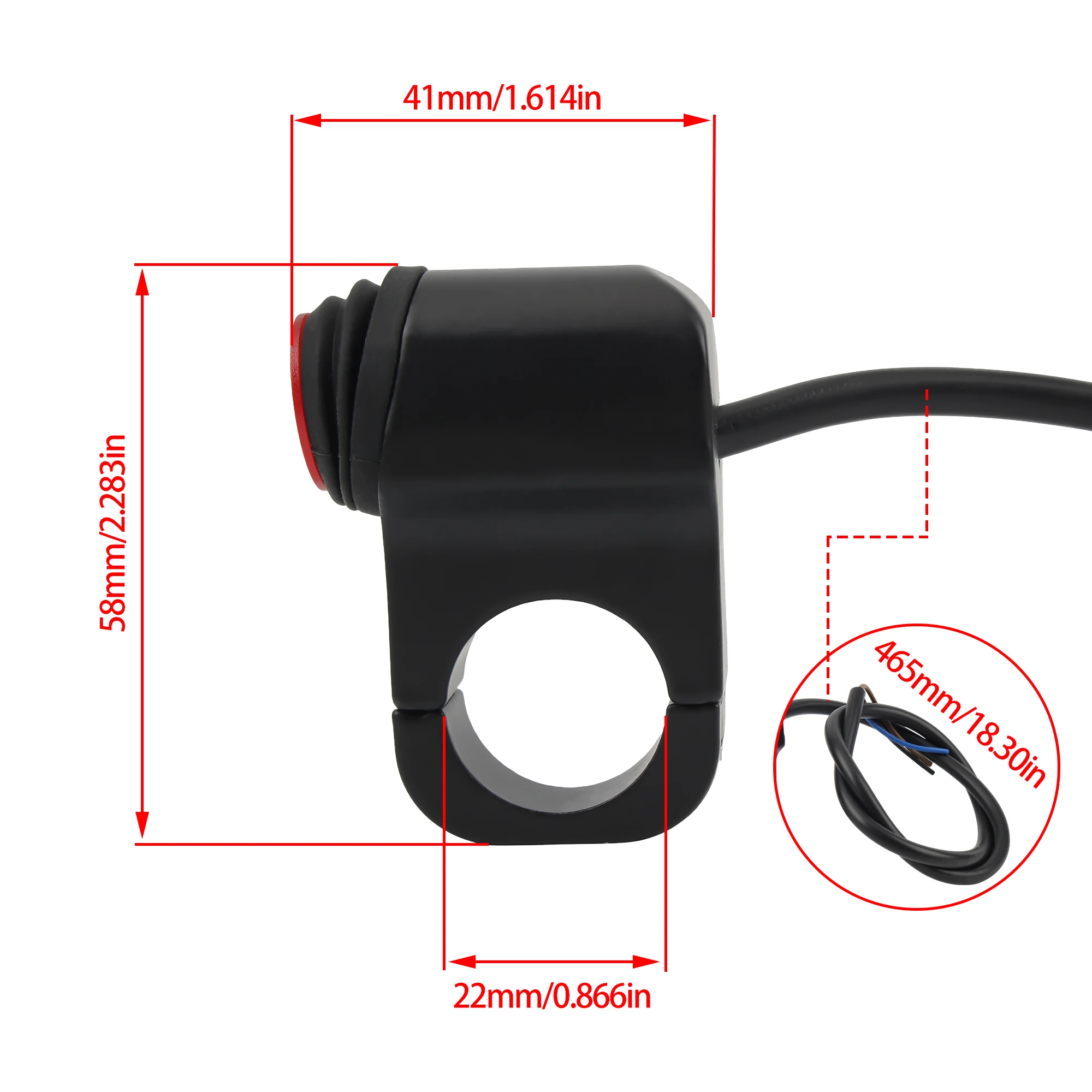 Universal 12V Motorcycle Handlebar Headlight ON/OFF Switch Scooter ATV Dirt Bike Motocross 2-Wire Red Light Waterproof Switches