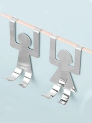 Kitchen Cabinet Pot Pan Hooks House Clothes Storage Rack Tool Wall Door Hanger Stainless Steel Lovers Shaped Hooks 2Pcs/Set