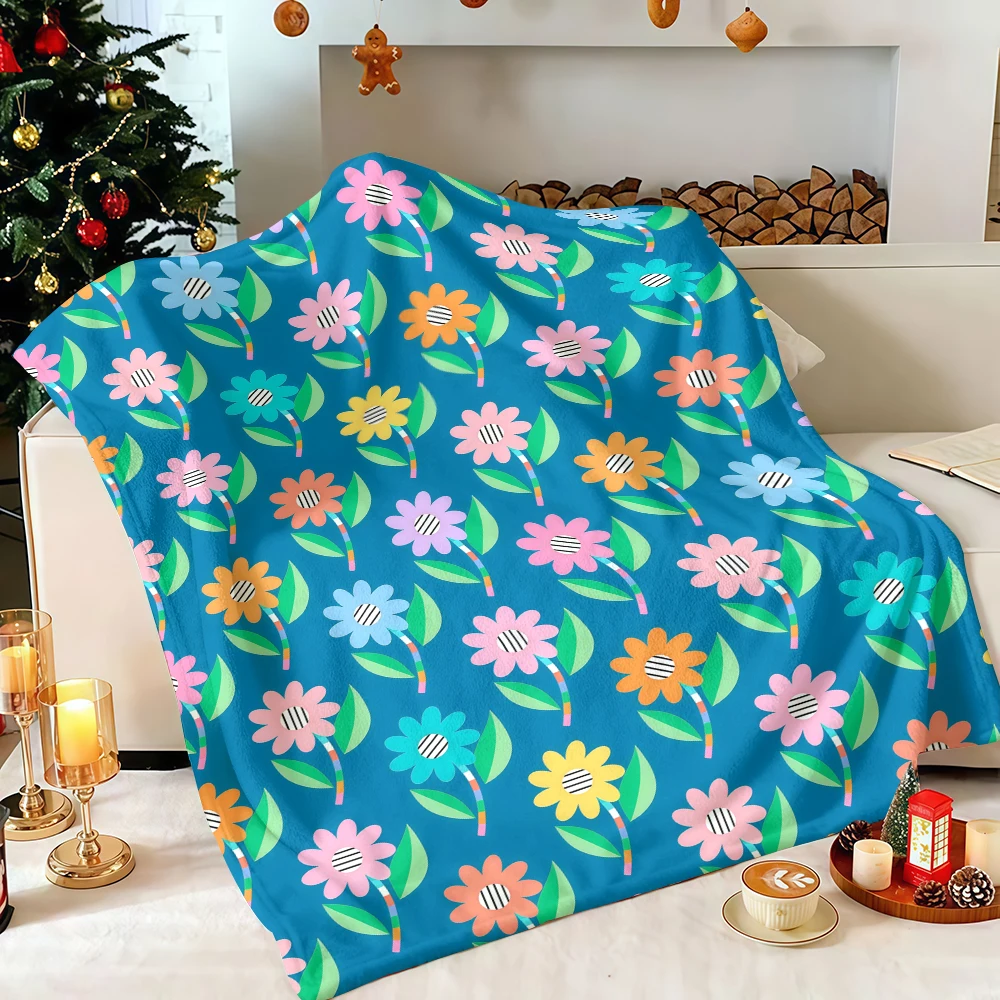Pink Daisies Print Winter Pattern Festive Velvety Fleece Blanket Perfect for Halloween Christmas Holiday Decor Gifts