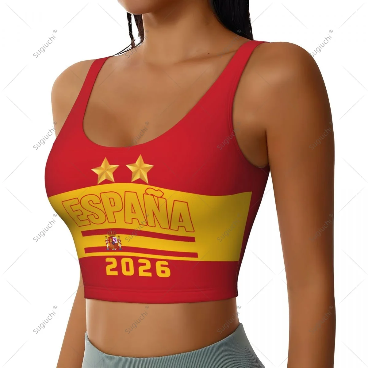 ESPANA Spain 2 Star 2026 Champions Women Girl Activities Sports Vest for Female Yoga Vest Workout Vest Lightweight Trendy