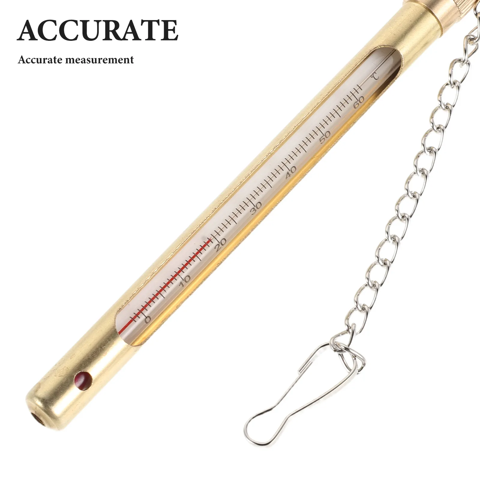 Outdoor Fishing Thermometer Metal Fly Fishing Thermometer Angler Vest Pack Tool Aquarium Temperature Gauge For Lake 12.7x1.2 Cm view 2