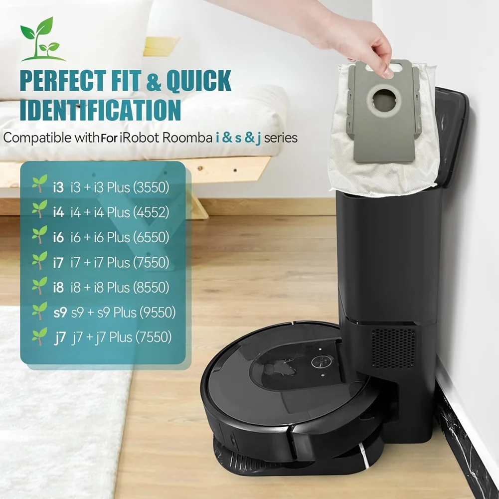 مجموعة أكياس الغبار للمكنسة الكهربائية A74X، 12 قطعة، مناسبة لسلسلة Irobot Roomba I3 إلى I8+/Plus وE5 إلى E7، J7
