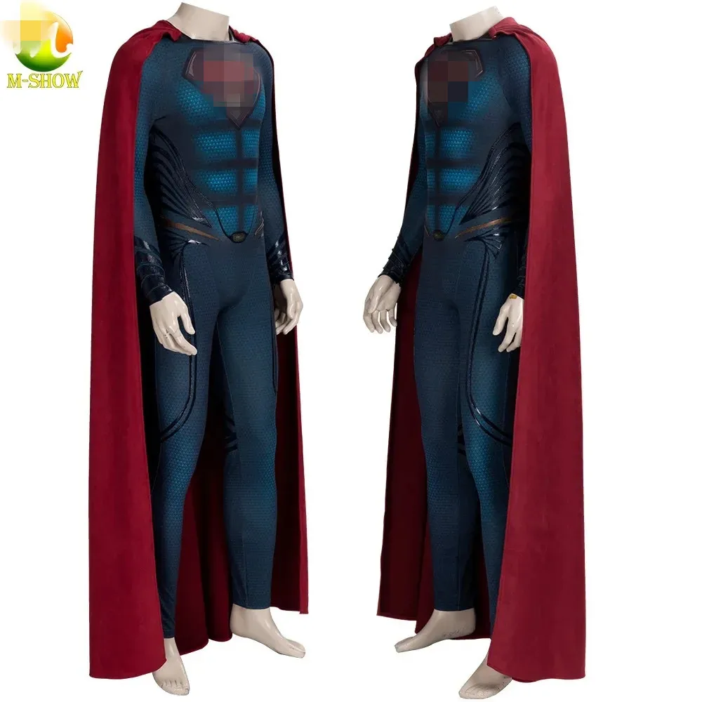 

Superhero Man of Steel Cosplay Costume Clark Kent Costumes Bodysuit with Cape Boots Halloween Zentai Sui for Adult