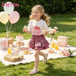 DXTON Girls Leopard Print Fashion Skirts Kids Performance Dance Ballet Layered Skirt Girls Princess Mini Skirts Summer Clothes