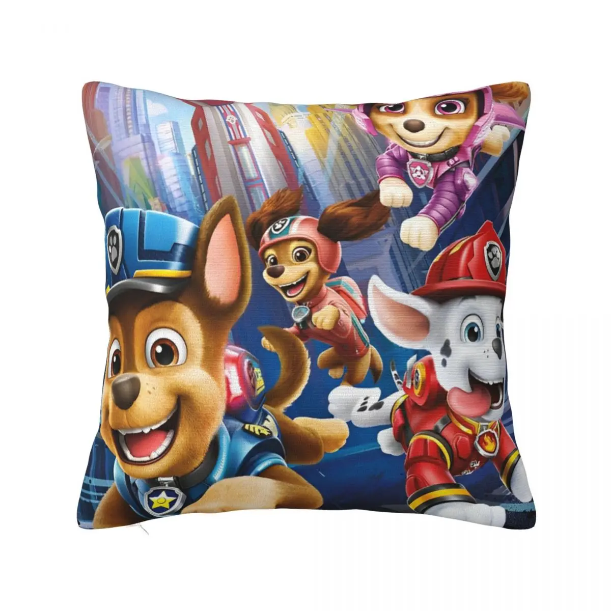 Printed Cute Cartoon P-Patrol Dog Pillowcase Cushion Cover Decor Marshall Chase Rubble Throw Pillow Case Cover Zippered 40*40cm