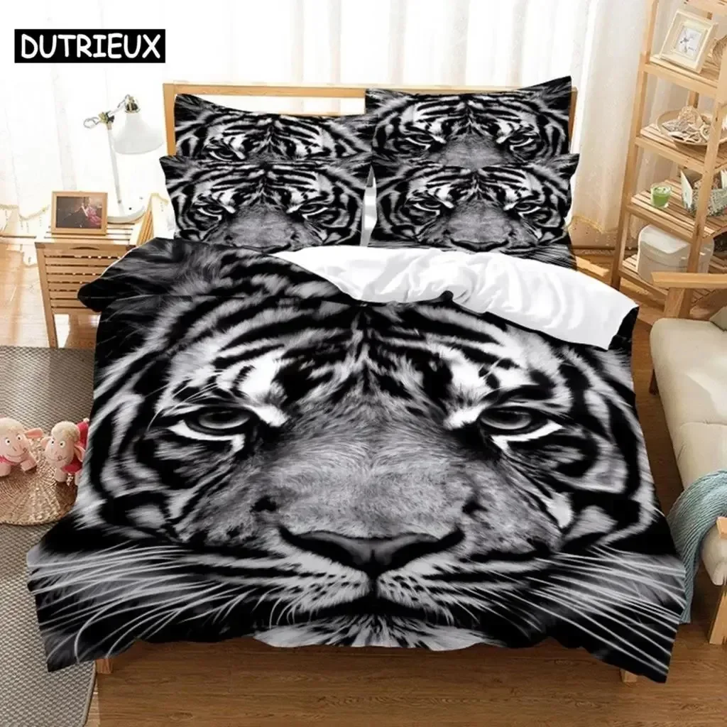 

New 3D Print Running Tiger Bedding Set Bedroom Soft Modern Bedspreads Comefortable Kids Duvet Cover Quilt Cover And Pillowcase