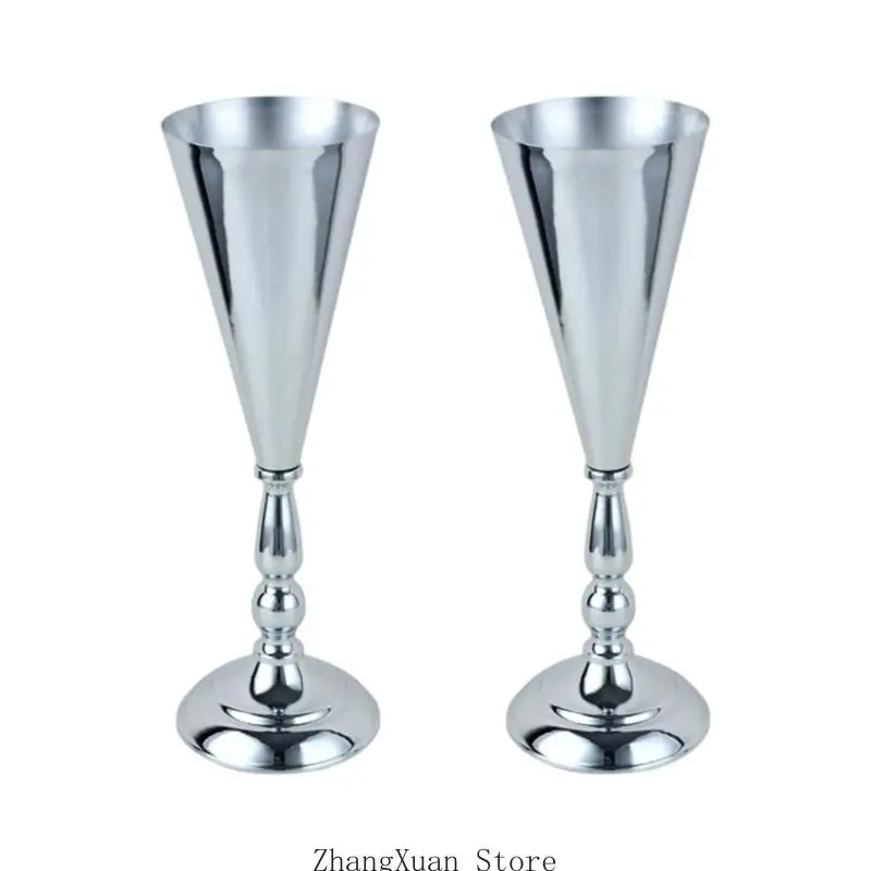 Packung mit 2 eleganten Blumenvasen aus Metall für Tischaufsätze und Heimdekoration 3XUF – Detail 5
