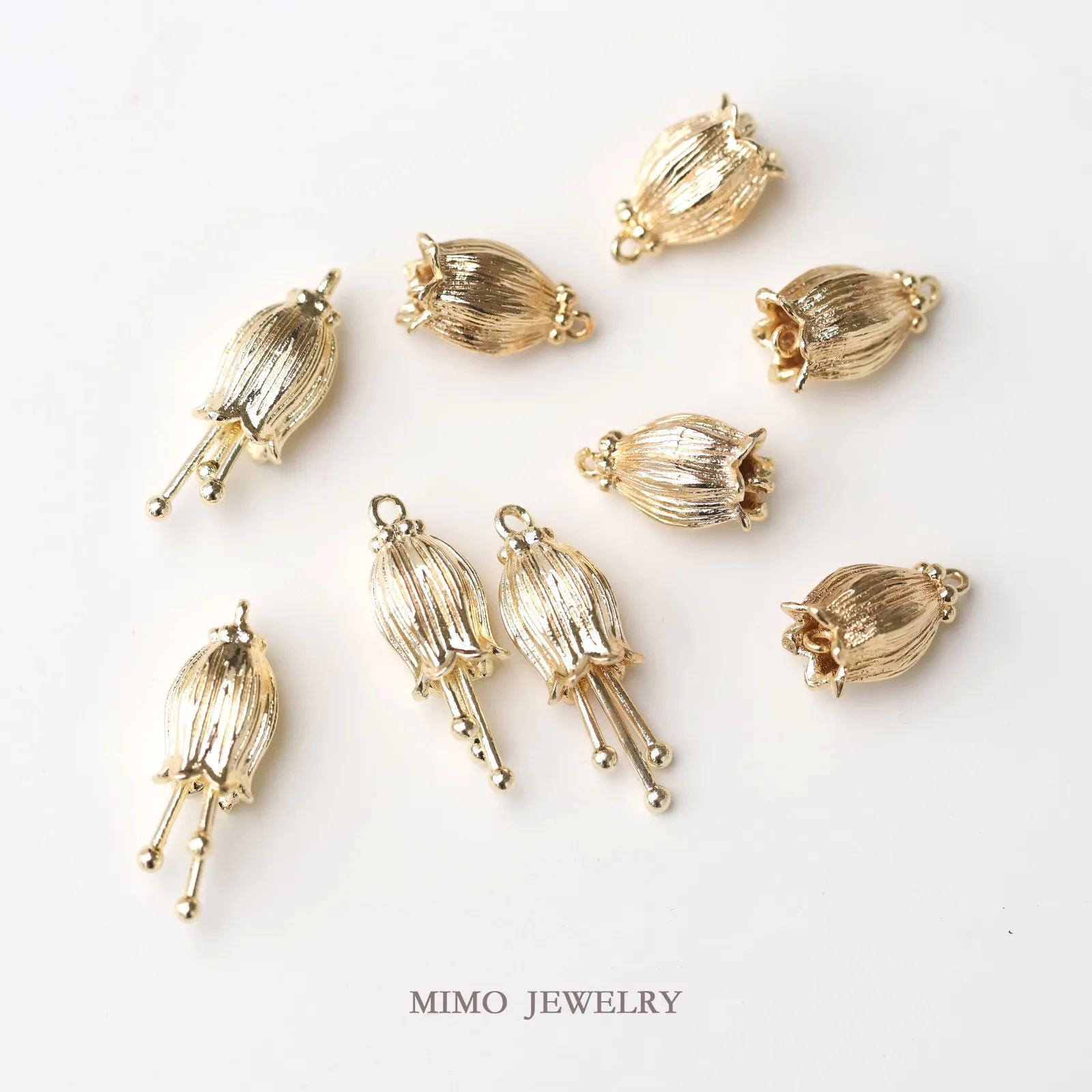 

Three Dimensional Flower Buds Stamens Elegant Forest Style Retro Charms Pendant Supplies DIY Hand Brass Gold Plated Accessories