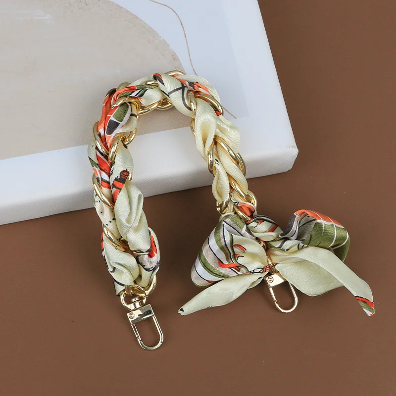 Ladies silk handbag Handle decoration short chain silk scarf handbag handle, shoulder strap Hand-woven wrist strap, new series