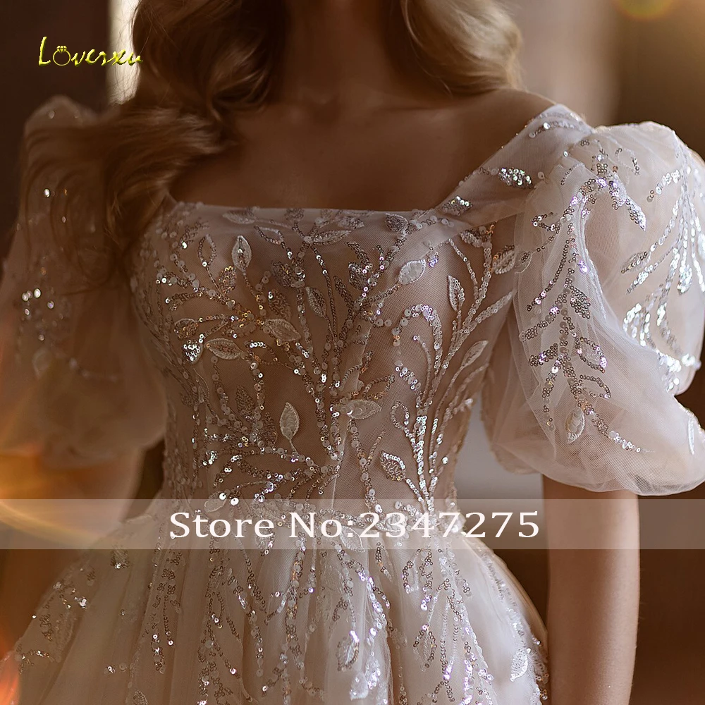 Loverxu A-Line Elegant Wedding Dresses 2024 Boat Neck Short Sleeve Vestido De Novia Lace Embroidery Exquisite Robe De Mariee