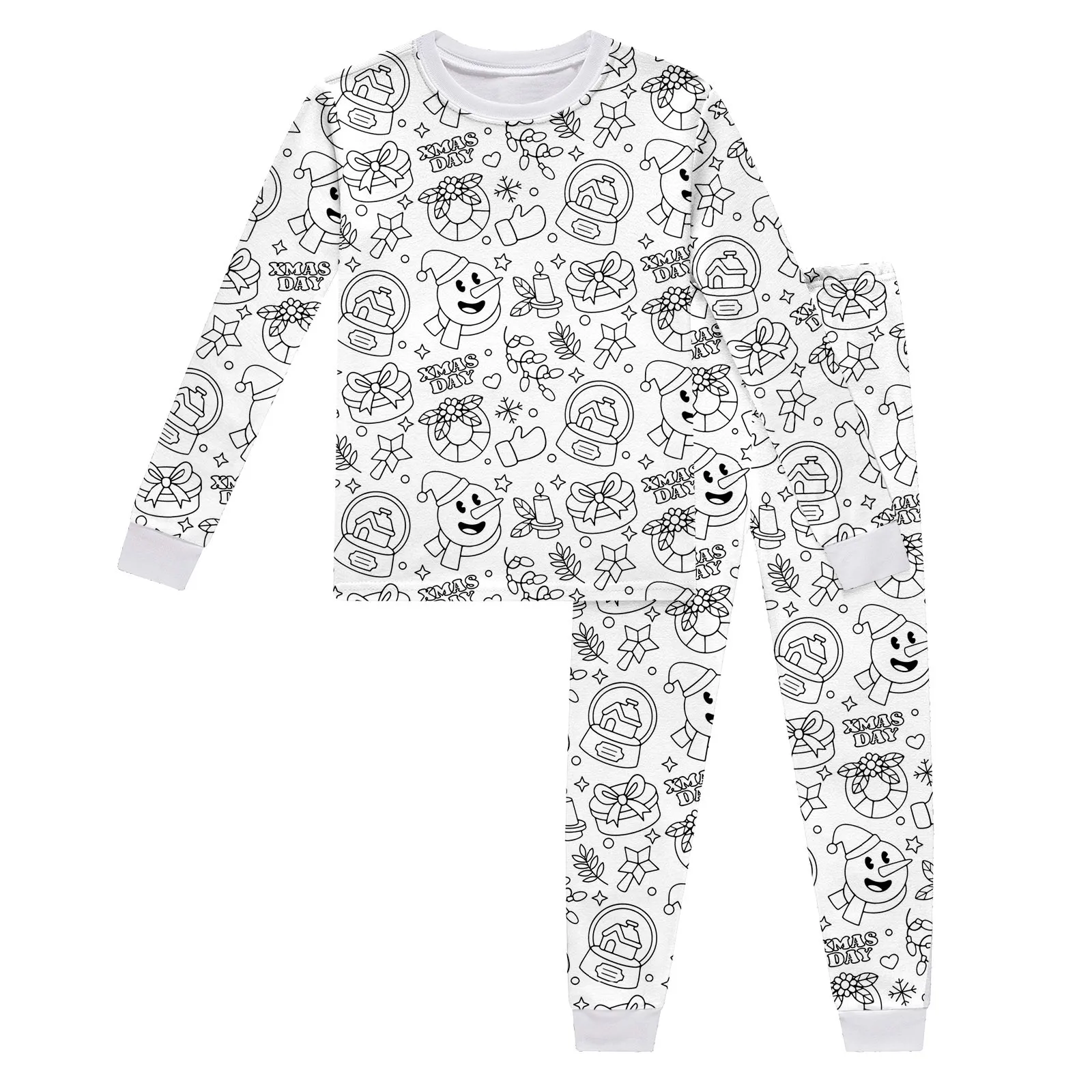 New DIY Pajamas Kids Sketch Colorful Pajama Set Kids Art Color Your Own Pajama Handicraft Toys DIY Crafts Homewear For Baby Girl