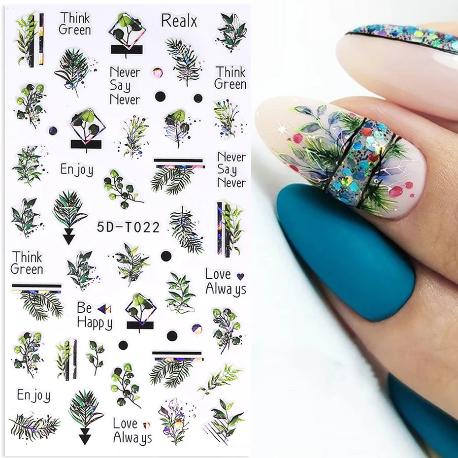 الصيف 5D مسمار ملصقا اللون البرنز زهرة يترك بتلات الكتابة على الجدران خط هندسي المحيط موجة الذهب احباط DIY بها بنفسك مانيكير الديكور