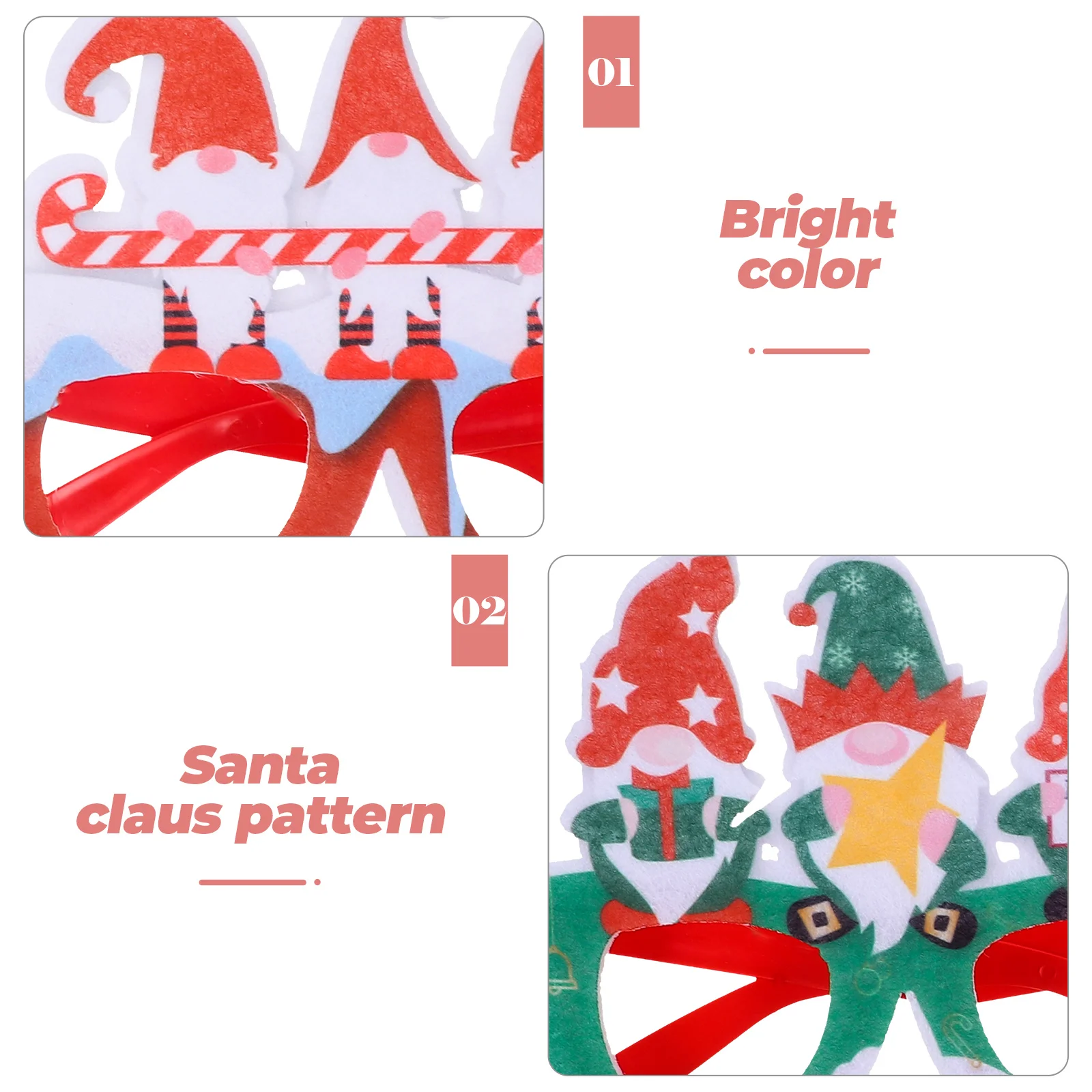 

6 Pcs Photo Christmas Glasses Office Glitter Plastic Xmas Prop Party Funny Props