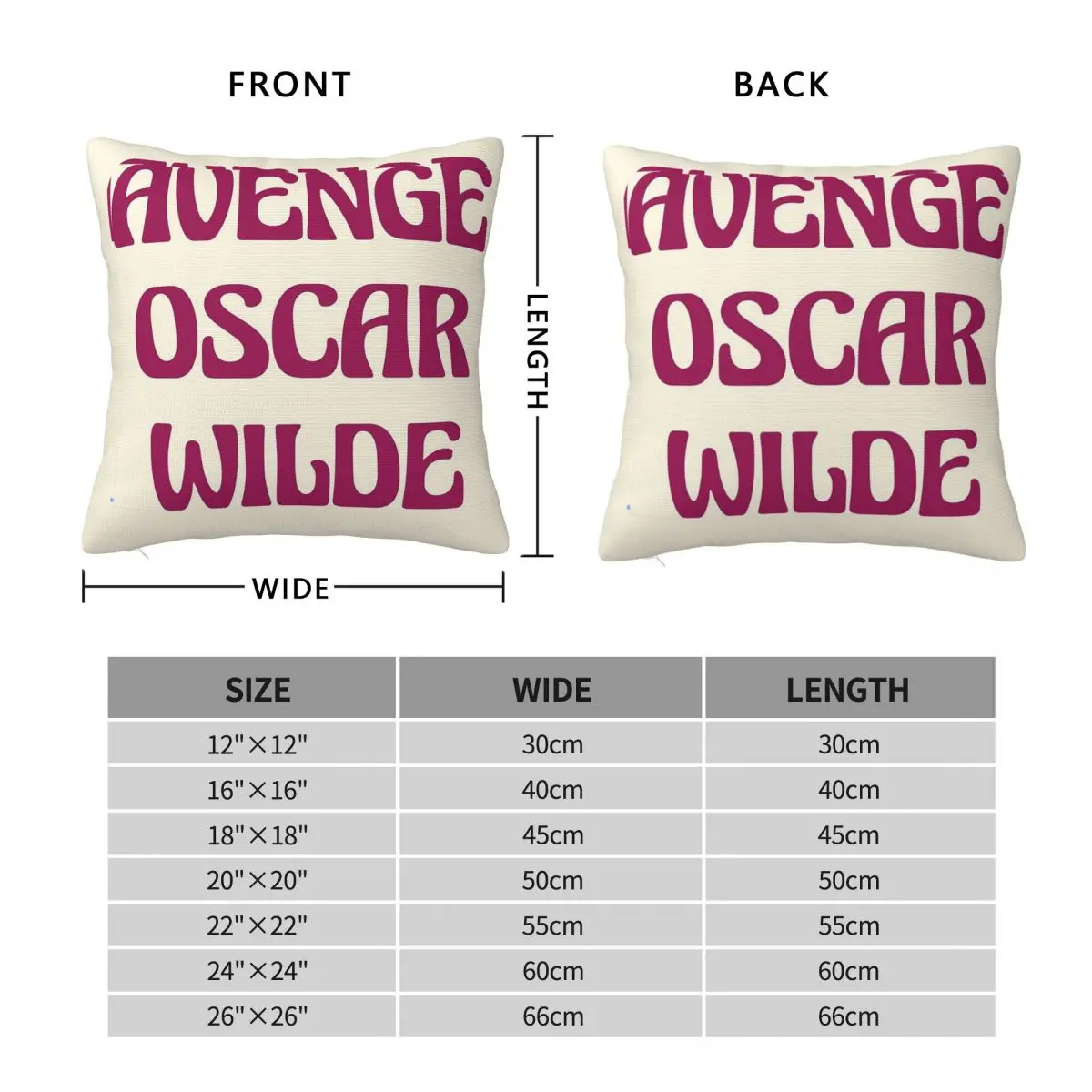 Avenge Oscar Wilde Square Pillowcase Pillow Cover Polyester Cushion Decor Comfort Throw Pillow for Home Sofa