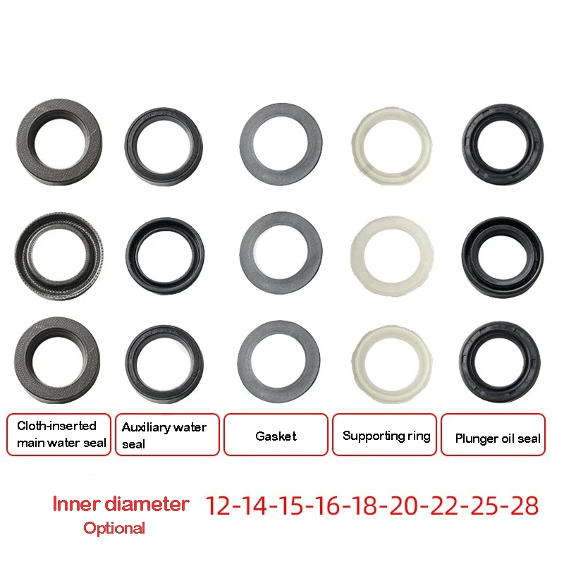 High Pressure Cleaning Washer Pump Head Repair Kit Cloth Fabric Rubber Auxiliary Water Seal Oil Support Ring Plunger Gasket