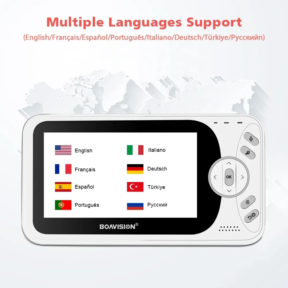 4.3 Inch Video Baby Monitors With Pan Tilt Camera 2.4G Wireless Two Way Audio Night Vision Security Camera Babysitter VB801