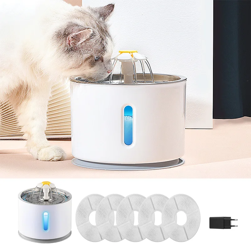 

Pets Water Fountain Auto Filter Cat Water Dispenser USB Electric Mute Cat Drinker 2.4L Drinking Bowl Feeder with Night LED